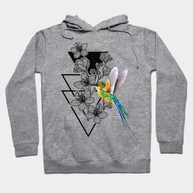 Humming Bird Boho T-shirt Hoodie by Manlangit Digital Studio